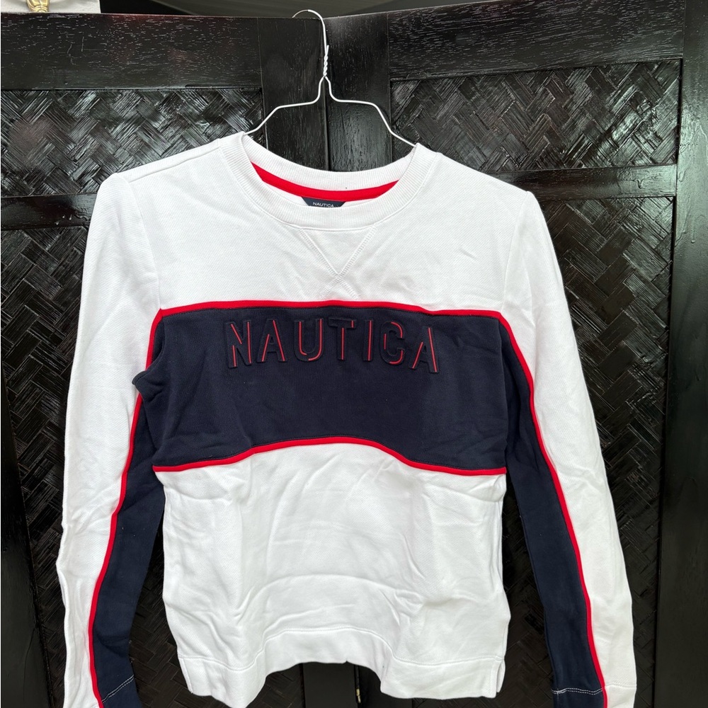 Nautica White and Navy Sweatshirt